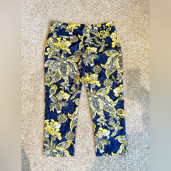 Banana Republic Avery Yellow Floral Paisley Pants Crop Women’s 14 - Picture 4 of 14